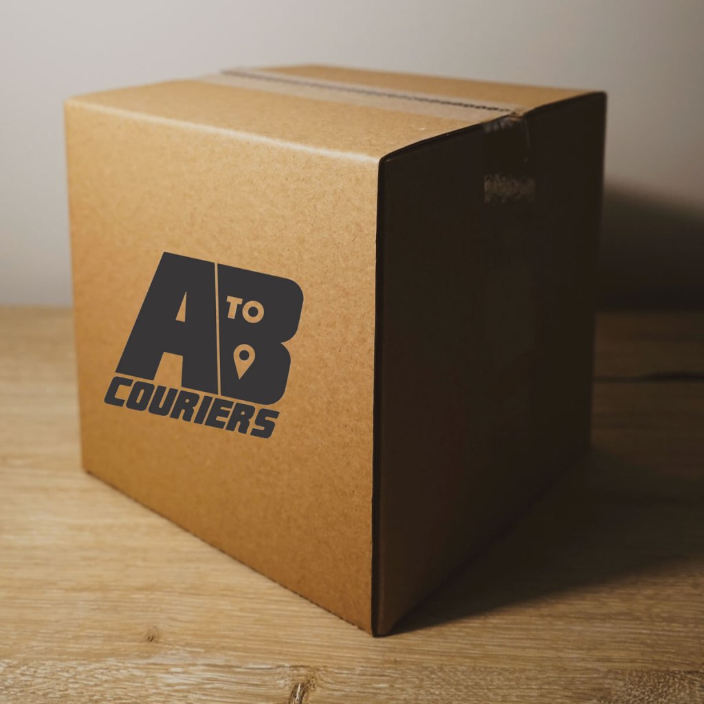 Branded A to B Couriers delivery box.
